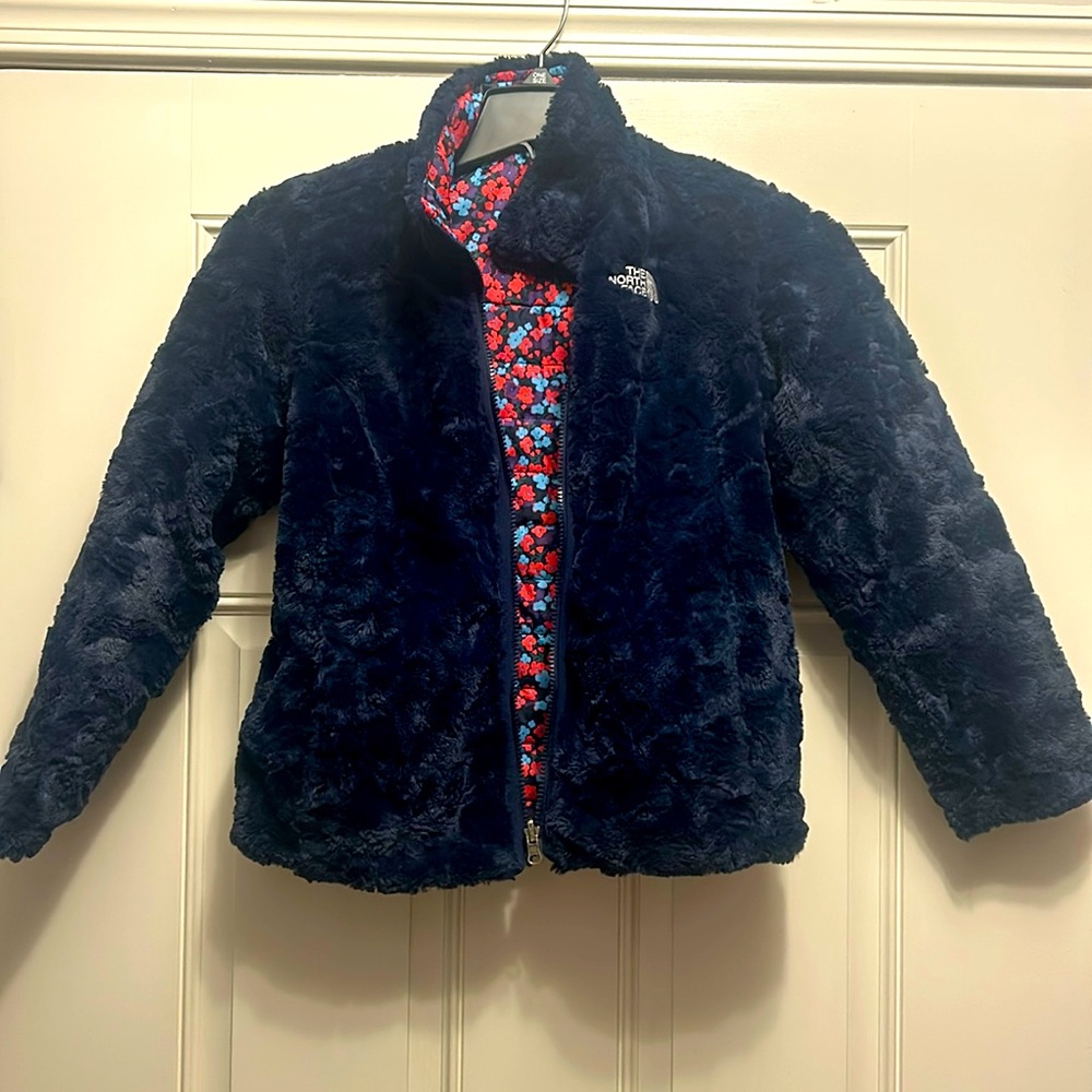 Reversible faux fur and flower print North Face